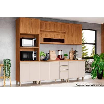 Cozinha Modulada Completa Requinte 7 Peças 2 Aéreos + 2 Balcões + 1 Paneleiro + 2 Complementos Cz107 Nature Nature Areia