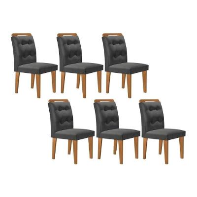 Cadeira De Cozinha Imperatriz Kit 6 Un Capuccino Suede Grafite Rufato