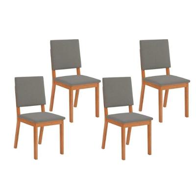 Cadeira De Cozinha Talia Kit 4 Un Cedro Suede Lunar
