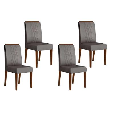 Cadeira De Cozinha Lia Kit 4 Un Freijó Suede Lunar
