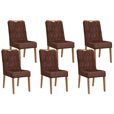 Cadeira De Cozinha Bia Kit 6 Un Cedro Suede Moca