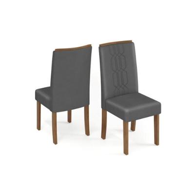 Cadeira De Cozinha Zoe Kit 2 Un Cedro Suede Lunar Grafite