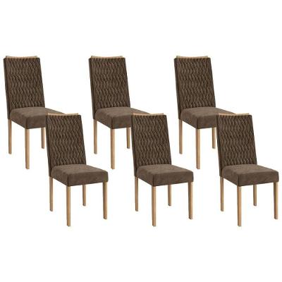 Kit 6 Cadeiras De Cozinha 2cad157ea 6 Un Eucalipto Suede Marrom A033