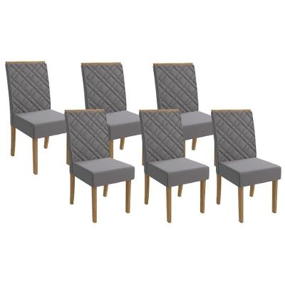 Kit 6 Cadeiras De Cozinha 2cad149fr 6 Un Freijó Suede Titanio A050