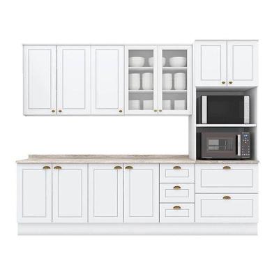 Cozinha Modulada Americana 7 Peças 2 Aéreos + 2 Balcões + 1 Paneleiro + 2 Complementos C5p49 Branco2 Aéreos + 1 Balcão + 1 Complemento