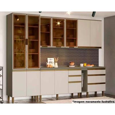 Cozinha Modulada Connect 10 Peças 33 Aéreos + 3 Balcões + 1 Paneleiro+3complementos C5p67 Duna Cristal2 Aéreos + 1 Balcão + 1 Complemento