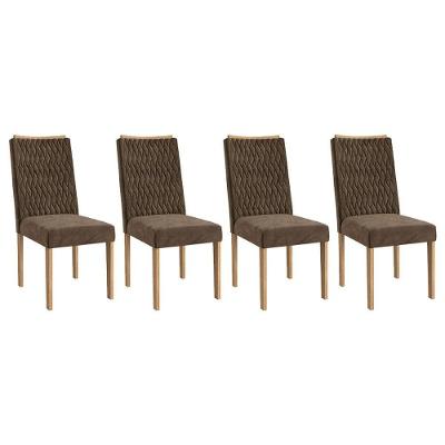Kit 4 Cadeiras De Cozinha 2cad157ea 4 Un Eucalipto Suede Marrom A033