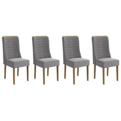 Kit 4 Cadeiras De Cozinha 2cad158ng 4 Un Nogueira Suede Cinza Titanio A050