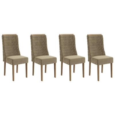 Kit 4 Cadeiras De Cozinha 2cad158ng 4 Un Nogueira Suede Bege A036