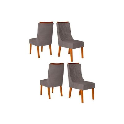 Kit 4 Cadeiras De Cozinha Jade 4 Un Freijó Suede Lunar