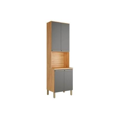 Módulo Cozinha Ronipa Nápoli Prime Paneleiro Napoli Com 4 Portas E 1 Nicho Para Forno 66x222cm Amendoa Grafite Ronipa