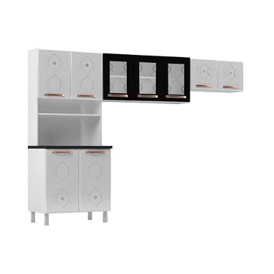 Cozinha Modulada Telasul Mirage New Mirage Aço 3 Peças 2 Aéreos + 1 Paneleiro Czc40 Branco Preto-telasul