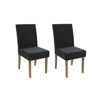 Kit 2 Cadeiras De Cozinha 2cad133 2 Un Canela Suede Preto