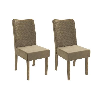 Kit 2 Cadeiras De Cozinha 2cad129 2 Un Canela Suede Bege
