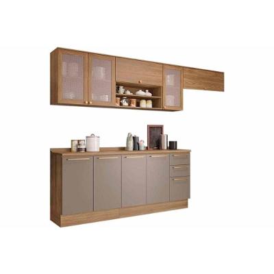 Kit Cozinha Modulada 7 Peças Botanic 3 Aéreos + 2 Balcões+ 2 Complementos M656 Nogueira Fendi