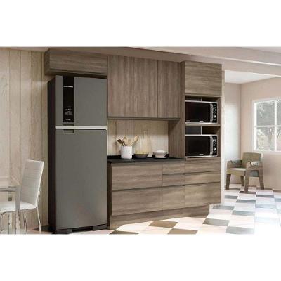 Módulo Cozinha Maxxi 5 Peças 2 Aéreos + 1 Balcão + 1 Paneleiro + 1 Complemento C5p23 Nogal