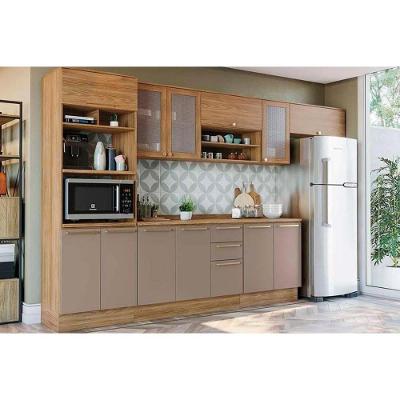 Kit Cozinha Modulada 8 Peças Botanic 3 Aéreos + 2 Balcões + 1 Paneleiro+ 2 Complementos M663 Nogueira Fendi