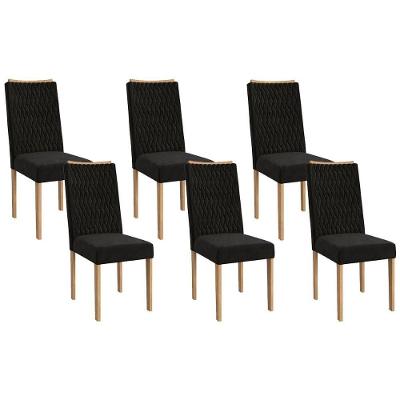 Kit 2 Cadeiras De Cozinha 2cad157ea 6 Un Eucalipto Suede Preto A038