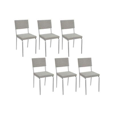 Kit 6 Cadeiras De Cozinha Zaria 2c128 6 Un Cromada Boucle Cinza