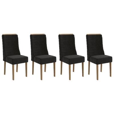 Kit 2 Cadeiras De Cozinha 2cad158ng 4 Un Nogueira Suede Preto A038