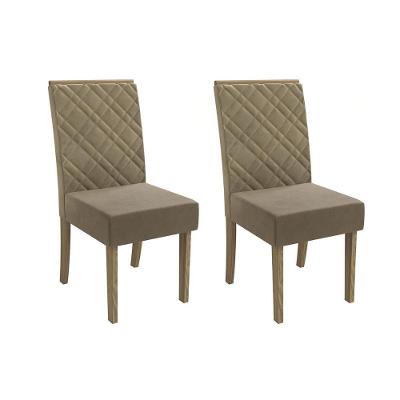 Kit 2 Cadeiras De Cozinha 2cad149 2 Un Canela Suede Bege