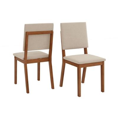 Kit 2 Cadeiras De Cozinha Talia Freijó Suede Creme