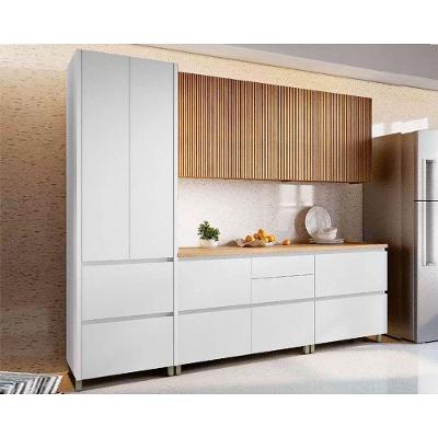 Kit Cozinha Modulada 5 Peças Rainha Gourmet 2 Aéreos + 2 Balcões + 1 Paneleiro C5p33 Branca Nature