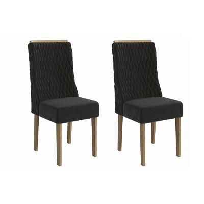 Kit 2 Cadeiras De Cozinha 2cad158cn 2 Un Canela Suede Preto