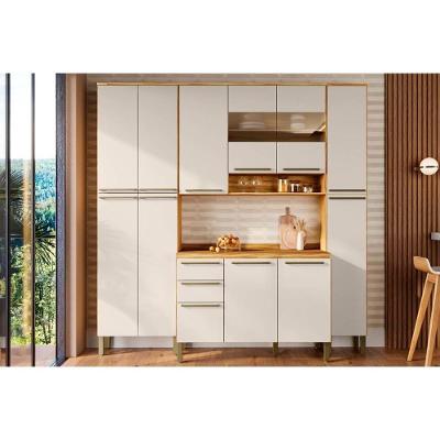 Kit Cozinha Modulada 4 Peças Nápoli Prime 1 Aéreo + Balcão + 2 Paneleiros C4p95 Amendoa Off White Ronipa
