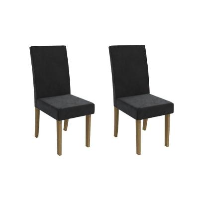 Kit 2 Cadeiras De Cozinha 2cad131 2 Un Canela Suede Preto