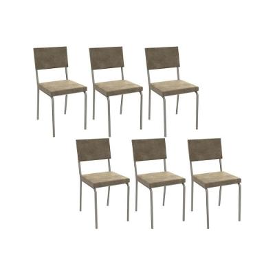 Kit 6 Cadeiras De Cozinha Zaria 2c128 6 Un Niquel Bege A036 Suede Suede