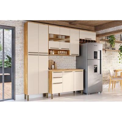 Kit Cozinha Modulada 4 Peças Nápoli Prime 2 Aéreos + 1 Balcão + 1 Paneleiro C4p01 Amendoa Off White Ronipa