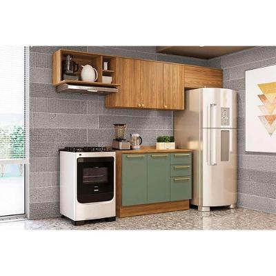 Kit Cozinha Modulada 5 Peças Botanic 3 Aéreos + 1 Balcão + 1 Complemento M662 Nogueira Verde Oliva