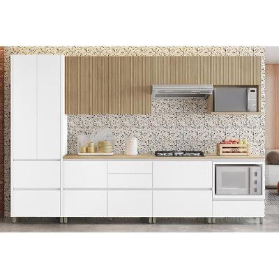Kit Cozinha Modulada 7 Peças Rainha Gourmet 33 Aéreos + 3 Balcões + 1 Paneleiro C6p38 Branca Nature