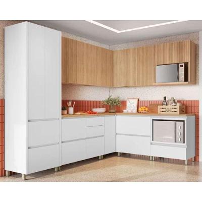 Kit Cozinha Modulada 9 Peças Rainha Gourmet 4aéreos+4balcões+ 1 Paneleiro C9p34 Branca Nature