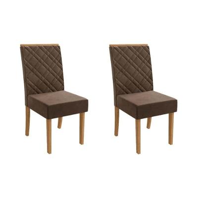 Kit 2 Cadeiras De Cozinha 2cad149 2 Un Canela Suede Marrom
