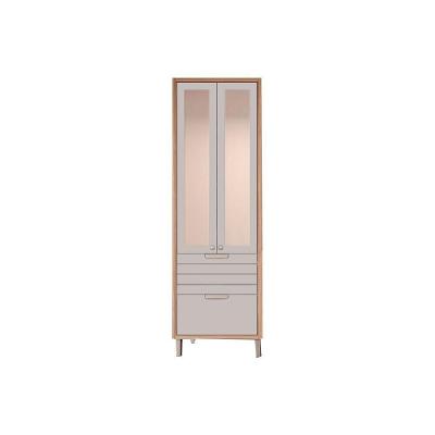Cristaleira De Cozinha Eloise Com 3 Portas 2 Com Vidro Reflecta E 1 Basculante E 1 Gaveta 70m Freijó Off White