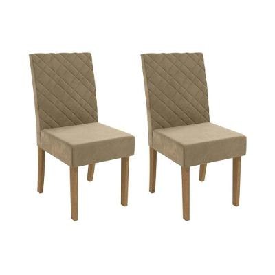 Kit 2 Cadeiras De Cozinha 2cad133 2 Un Canela Suede Bege