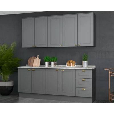 Kit Cozinha Modulada 6 Peças Americana 2 Aéreos + 2 Balcões + 2 Complementos Cz152 Cinza