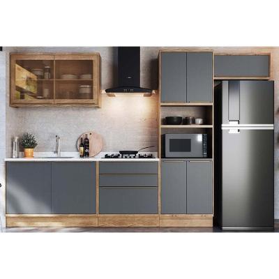 Kit Cozinha Modulada 6 Peças Versalis 2 Aéreos + 2 Balcões + 1 Torre Quente + 1 Complemento C6p163 Freijó Grafite Herval