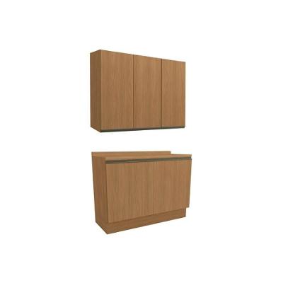 Kit Cozinha Modulada 3 Peças Maxxi 1 Aéreo + 1 Balcão + Complemento C3p36 Canela