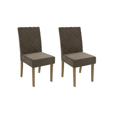 Kit 2 Cadeiras De Cozinha 2cad133 2 Un Canela Suede Marrom