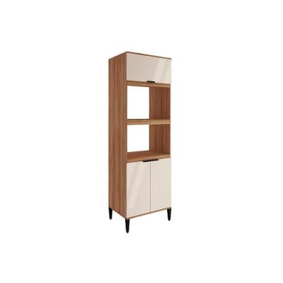 Torre Quente De Cozinha Paneleiro Alpha 2511 Com 2 Fornos 3 Portas 70cm Freijó Off White