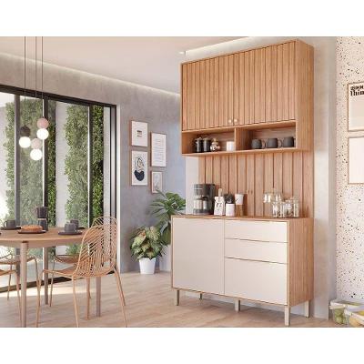 Kit Cozinha Modulada 3 Peças Divina 1 Aéreo + 1 Balcão + Complemento Cz008 Freijó Off White