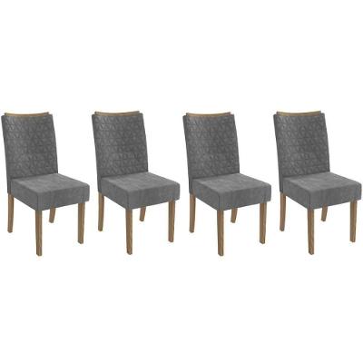 Kit 2 Cadeiras De Cozinha 2cad129ng 4 Un Nogueira Suede Cinza Titanio A050