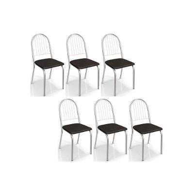 Kit 6 Cadeiras De Cozinha Noruega 2c077 6 Un Cromada Preto 110