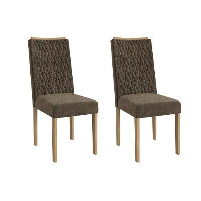 Kit 2 Cadeiras De Cozinha 2cad157ea 2 Un Carvalho Suede Marrom