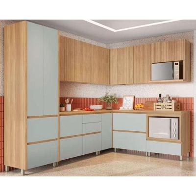 Kit Cozinha Modulada 9 Peças Rainha Gourmet 4aéreos+4balcões+ 1 Paneleiro C9p34 Nature Verde