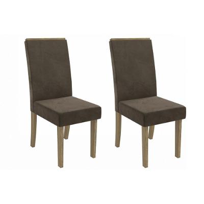 Kit 2 Cadeiras De Cozinha 2cad142cn 2 Un Canela Suede Marrom