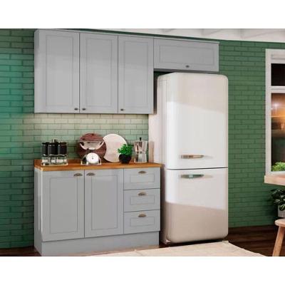 Kit Cozinha Modulada 4 Peças Americana 2 Aéreos + 1 Balcão + 1 Complemento Cz149 Cinza